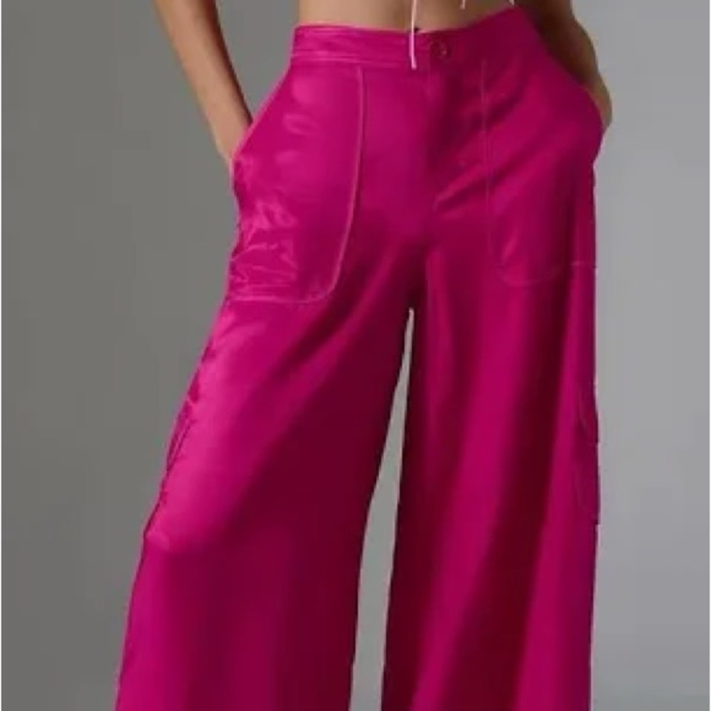 Size 14 ANTHROPOLOGIE women’s Palazzo Utility pink high rises Pants